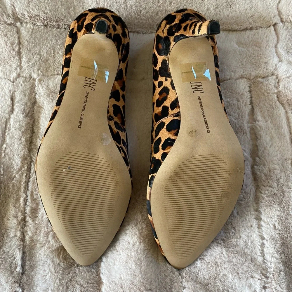INC Calf Hair Leopard Stiletto Heels - Size 9 - Picture 4 of 8